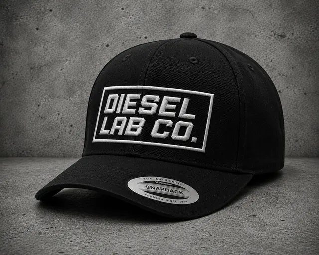 Diesel Lab Co Hat White on Black